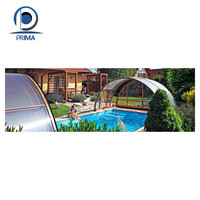 Prima personnalisé design moderne villa préfabriquée étanche conteneur extérieur véranda jardin maison en verre avec couvercle de piscine
