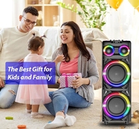 Enceinte de fête haute puissance CSN-1609 100W RMS, enceinte combinée bois-plastique, double woofer 12 pouces, anneau lumineux RGB, pour extérieur