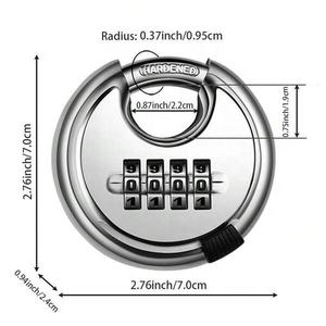 <span class=keywords><strong>Cadenas</strong></span> rond en alliage de zinc durable <span class=keywords><strong>à</strong></span> combinaison 4 chiffres pour porte et entrepôt - Product Image 2