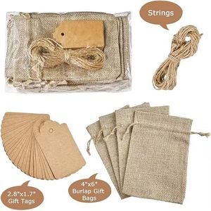 Petite pochette en lin réutilisable, sac en toile de jute écologique, sac cadeau en jute avec cordon de serrage et logo imprimé personnalisé - Product Image 2