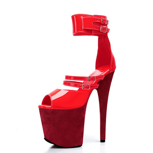 Sandali da donna <span class=keywords><strong>con</strong></span> plateau da 8 pollici, <span class=keywords><strong>tacco</strong></span> a spillo, fibbia rossa, glitter, <span class=keywords><strong>tacco</strong></span> avvolto in camoscio, sexy, fetish, gotico, punk, <span class=keywords><strong>con</strong></span> strass - Product Image 3