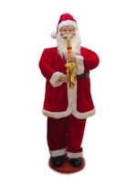 Père Noël musical électrique animé de 130 cm, jouet saxophoniste, décoration de Noël pliable et rétractable avec capteur de mouvement