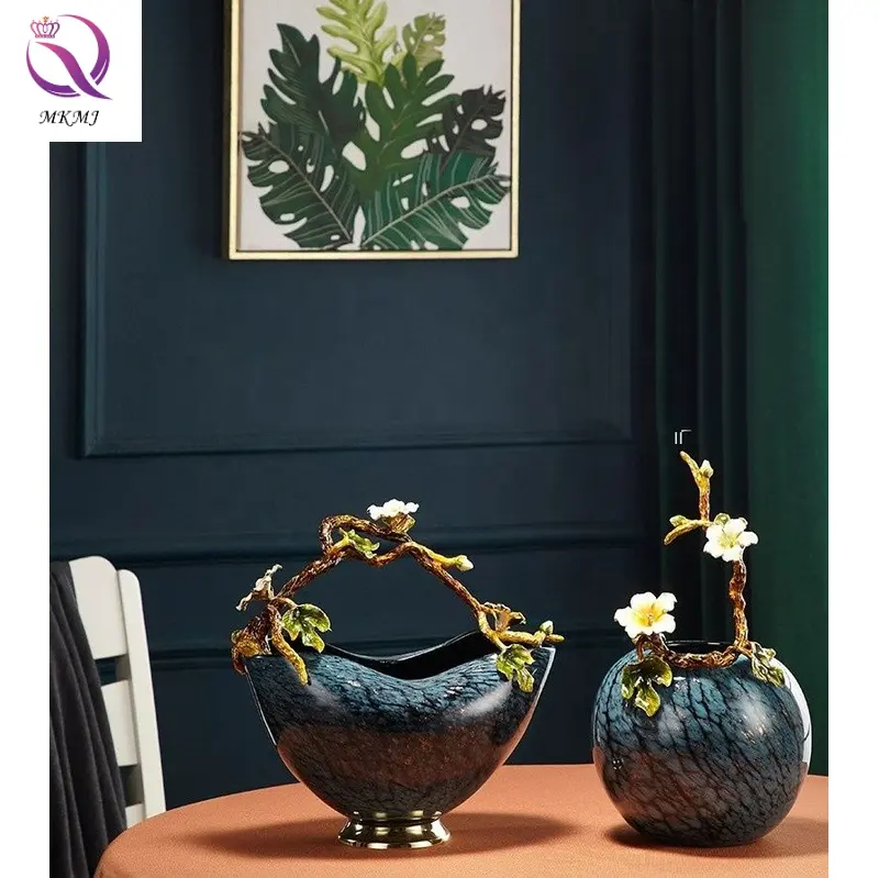 Europese Stijl Woondecoratie Woonkamer Emaille Kleur Hoogwaardig Vaas Decoratie Home Light Luxe Glas Kunst Vaas