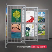 Support d'exposition pliable en alliage d'aluminium avec grille en fer pour exposition d'art et œuvres d'art de maternelle, design octogonal mobile en forme de prisme
