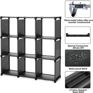 Étagère de rangement en métal portable simple à 9 cubes, étagère de rangement en acier angulaire, étagère de rangement DIY - Product Image 2
