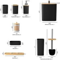 Ensemble de salle de bain noir 9 pièces comprenant un porte-brosse WC, un distributeur de savon, une poubelle décorative pour comptoir, pour la maison