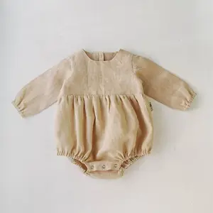 البيج الطفل رومبير الكتان ارتداءها بوهو نمط ملابس لحديثي الولادة
