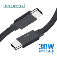 Câble USB-C plat tressé en tissu 3FT, chargeur rapide PD Type C, transfert de données 3A 60W pour téléphone, tablette, TWS, ordinateur portable