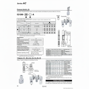 Interruptor de presión de SMC Pneumatics para el aire, - Product Image 1