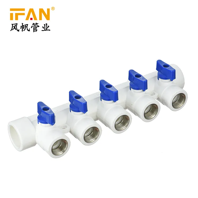 IFAN high quality water pipe 2-5 ways plastic tube pipe and fitting female thread ppr pipe fitting valve manifold