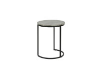 Tables basses gigognes lot de 2 tables rondes modernes en bois marbré blanc, table d'appoint cadre en métal noir ovale-dessus gris et pied noir