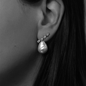CANNER S925 Argent Sterling Simple Goutte d'eau en forme de poire Zircon Vert Sertissage à griffes Grand Pendentif Perle Boucles d'oreilles - Product Image 4