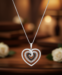 Diamante nero (1/10 ct. T. w.) & Diamante bianco (1/20 ct. T. w.) Collana pendente a cuore aperto 18 "in argento Sterling | Macy's - Product Image 2