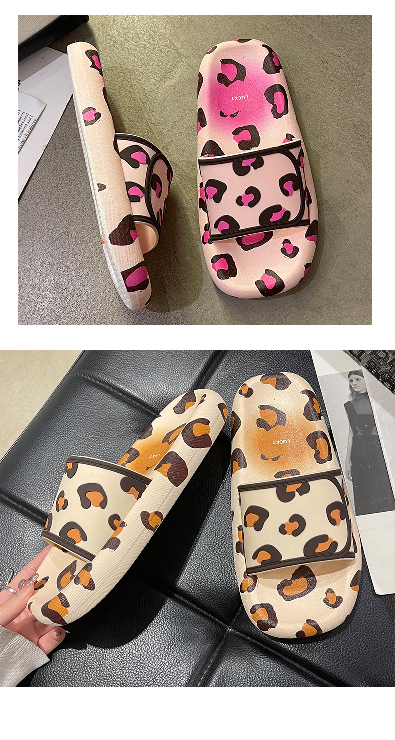 New Leopard Print Slipper Thick Sole Home Slippers Fashion Soft Non-slip Sandals Women