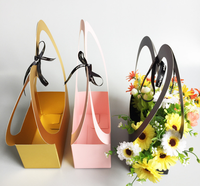 Swanzl — panier d'emballage floral pliable, en forme de cœur, écologique, avec poignée, pour rangement de fleurs, boîte de mariage