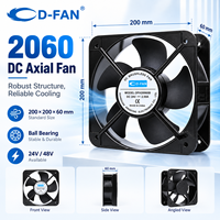 20060 200mm ventilateur à haute pression d'air 24v 48v ventilateur de refroidissement d'échappement industriel carré 200x200x60