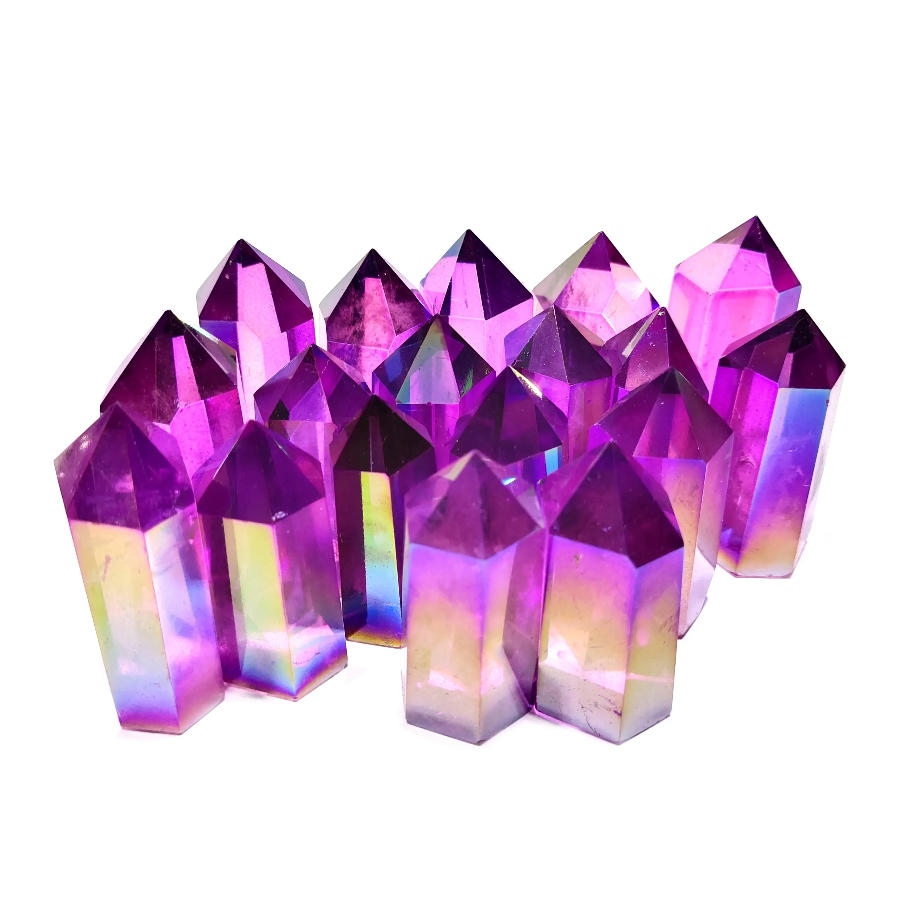 Vente en gros de points de cristal de quartz Aura arc-en-ciel à vendre