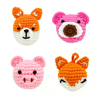 Vente en gros de porte-clés animaux mignons tricotés respectueux de l'environnement divers porte-clés crochet pour les cadeaux des enfants
