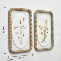 Cadre de perles de bois peinture décorative art mural impression, fleur minimaliste botanique français Vintage chambre peinture décorative
