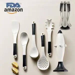 Beyaz mutfak aksesuarları roket standı tutucu yapışmaz silikon kaşık pota Spatula pişirme gereçler alet seti