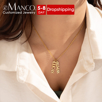 Emanco Dropshipping - Collares Personalizados con Colgante de Dos Nombres en Letra Vertical, Chapado en Oro, de Acero Inoxidable, Regalo de Cumpleaños
