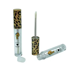 3ml leopard print round lip gloss bottle cosmetic lip glaze tube wholesale can be customized LOGO