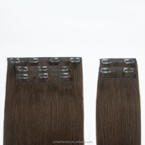 Extensiones de Cabello Humano con Clip, Remy Indio, Trama Única, Puntas Completas, Color Marrón Claro - Product Image 5