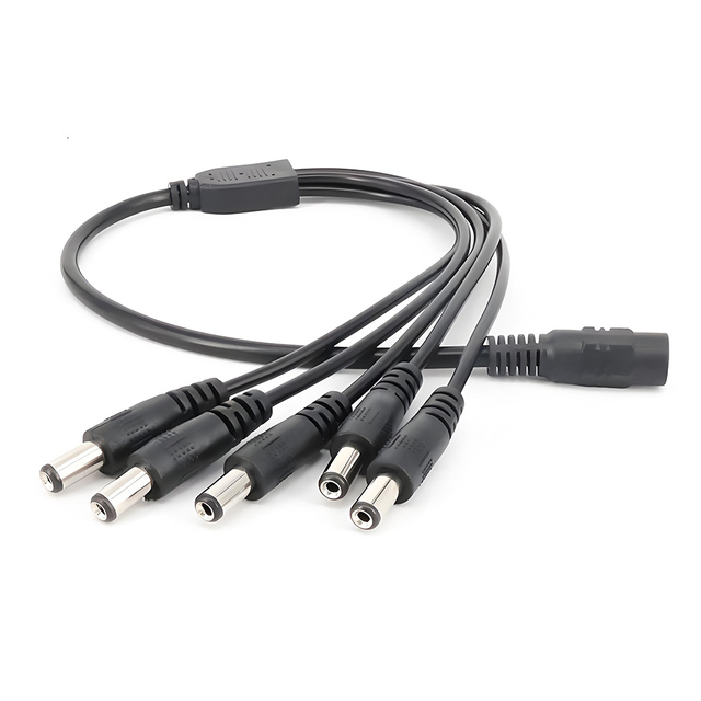 DC 5.5*2.1 Power Splitter Cable 1 to 5 Way CCTV Camera Power Extension Cord Multiple Out DC Power Cable for CCTV Security Camera