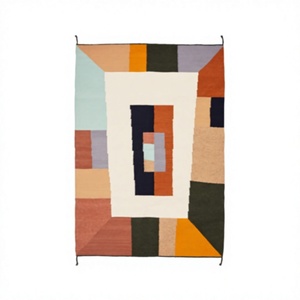 Modern Geometric Wool Acrylic Area Rug Hand Knotted Rectangle Living Room Decor Medium Pile Jute Backing - Product Image 1