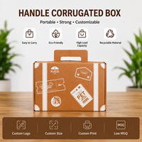 Boîte d'expédition personnalisée avec poignée en carton ondulé, découpée sur mesure, pelliculage mat, gaufrage, emballage écologique pour vêtements et cravates
