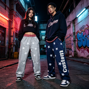 Joggers en coton épais délavé à l'acide style streetwear vintage pour homme, coupe ample et large, effet soleil éclairé - Product Image 1