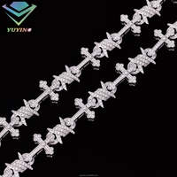 Bracelet chaîne à maillons en croix glacée en argent sterling 925 avec diamant moissanite VVS de 14 mm, cadeau de luxe hip-hop pour homme