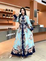Modeste fleur motif nouvelles femmes printemps et automne taille minceur élégant Eid Ramadan Islam musulman ample longue tenue décontractée
