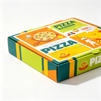 Boîte à pizza en carton ondulé colorée personnalisée, emballage alimentaire jetable en papier pour la livraison de pizzas pour restaurant