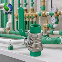 Vanne à boisseau sphérique double union manuelle en laiton et PPR vert de 20 mm – Vanne d'eau OEM