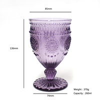 Couvre-verre à boire en verre améthyste de luxe coloré avec un gobelet à eau en cristal rouge brillant en forme de tournesol, verre à vin 9 oz