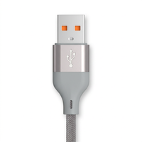 Câble de charge multi-prise tressé gris 3 en 1 USB A vers Type C Micro USB Apple pour smartphone tablette batterie externe voiture voyage
