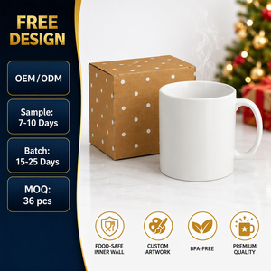 Taza de Cerámica Blanca Sublimable con Caja de Regalo, Logotipo Personalizado OEM, Impresión DIY, Taza de Café, Proveedor Mayorista - Product Image 1