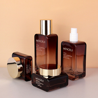 Ensemble de soins de la peau, pots en verre ambré carrés vides de 30 g à 120 ml, bouchon pompe pour lotion, emballage cosmétique vide pour crème et lotion