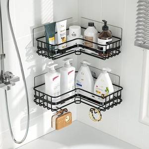 Corner Mounted Bathroom Shelf With Storage Rack For Shower Corner Durable Metal Design Custom Size 8-11.9in Depth - Product Image 1