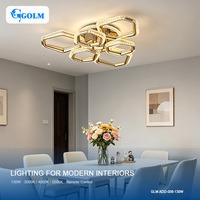 Plafonnier de chambre hexagonal 130W à LED SMD2835 en fer PS, télécommandé, 3000K 4000K 6000K CRI80 80LM par W
