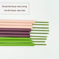 Tiges de fleurs artificielles vertes en plastique, fil creux pliable, support pour arrangements floraux faits main, décoratifs