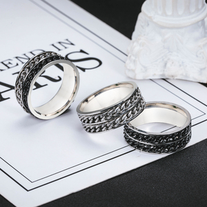 Anillo giratorio de doble cadena para hombre, accesorios de moda, joyería de acero inoxidable - Product Image 6