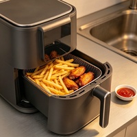 Friteuse à air numérique 1200W 6L avec écran intelligent pour usage domestique et extérieur