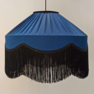 Tiffany blu reale ondulato paralume fatto a mano, lampada a sospensione. - Product Image 6
