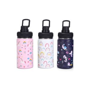 Bouteille d'eau isotherme portable en acier inoxydable de 12 oz pour enfant, motif dessin animé, pour activités sportives en extérieur - Product Image 1