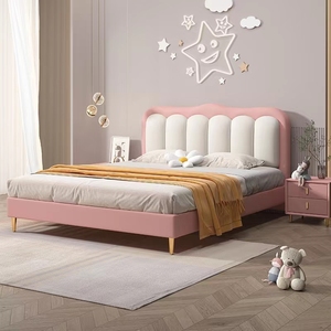 现代豪华卧室家具软垫床简约特大号儿童双人床架优雅最新卡通设计2025 - Product Image 2