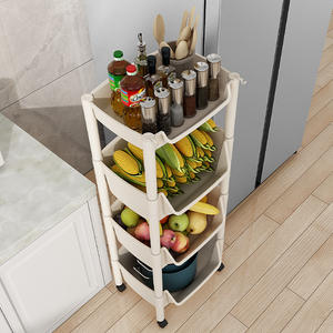 Chariot de rangement multifonctionnel écologique en plastique à 3 niveaux, pliable, mobile, avec roulettes, pour la <span class=keywords><strong>cuisine</strong></span> - Product Image 6