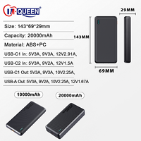 Vente en gros de banques d'alimentation USB Type C personnalisées avec logo, 35W, 10000mAh, 20000mAh, avec charge rapide PD 22.5W, sortie 22.5W pour téléphone