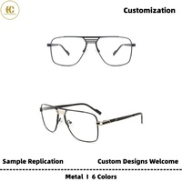 Montures de lunettes optiques métalliques haut de gamme style pilote, à double pont et monture complète, personnalisables pour usage quotidien OEM/ODM